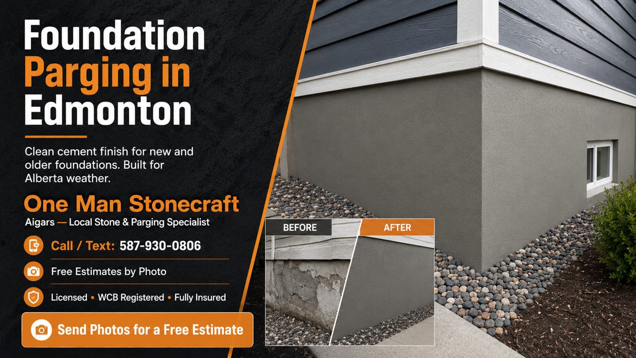Foundation Parging in Edmonton by One Man Stonecraft