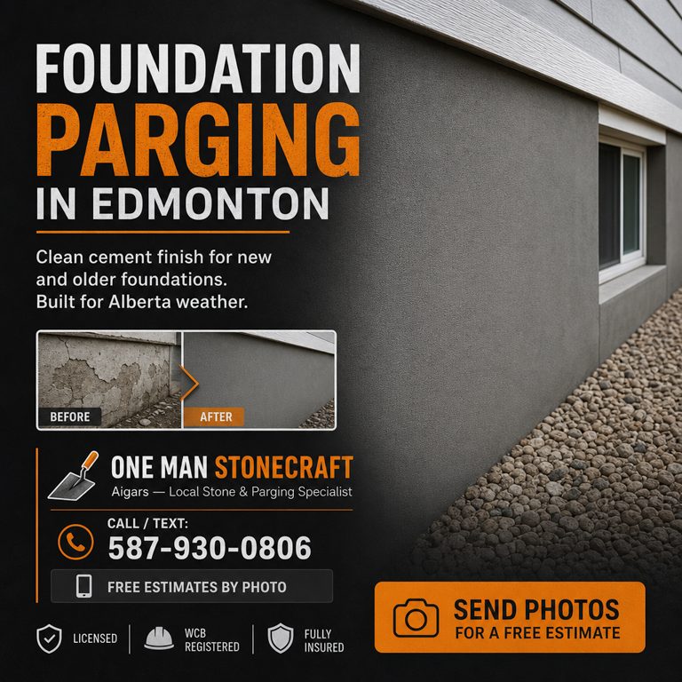Foundation Parging in Edmonton by One Man Stonecraft