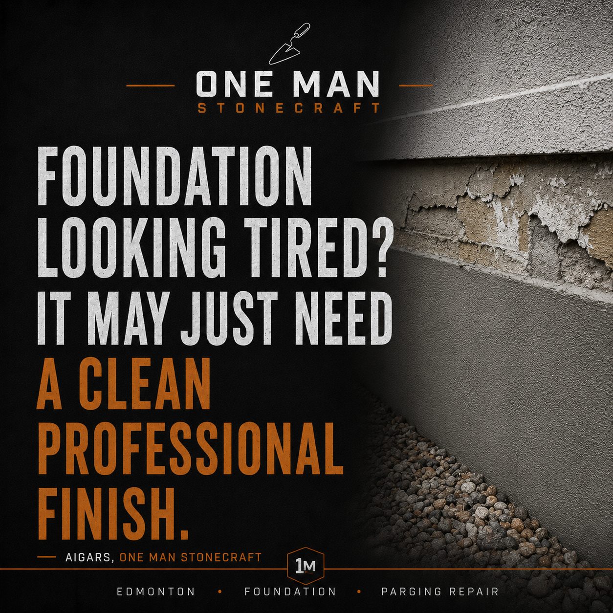 Professional Foundation Parging Repair by One Man Stonecraft