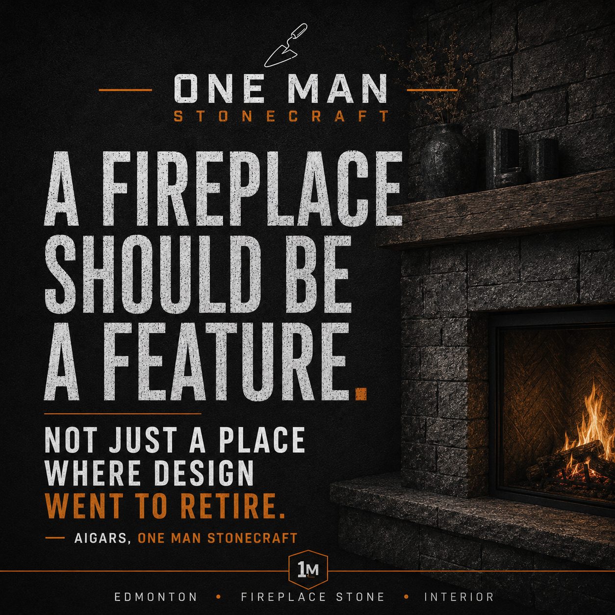 Custom Interior Fireplace Stone by One Man Stonecraft