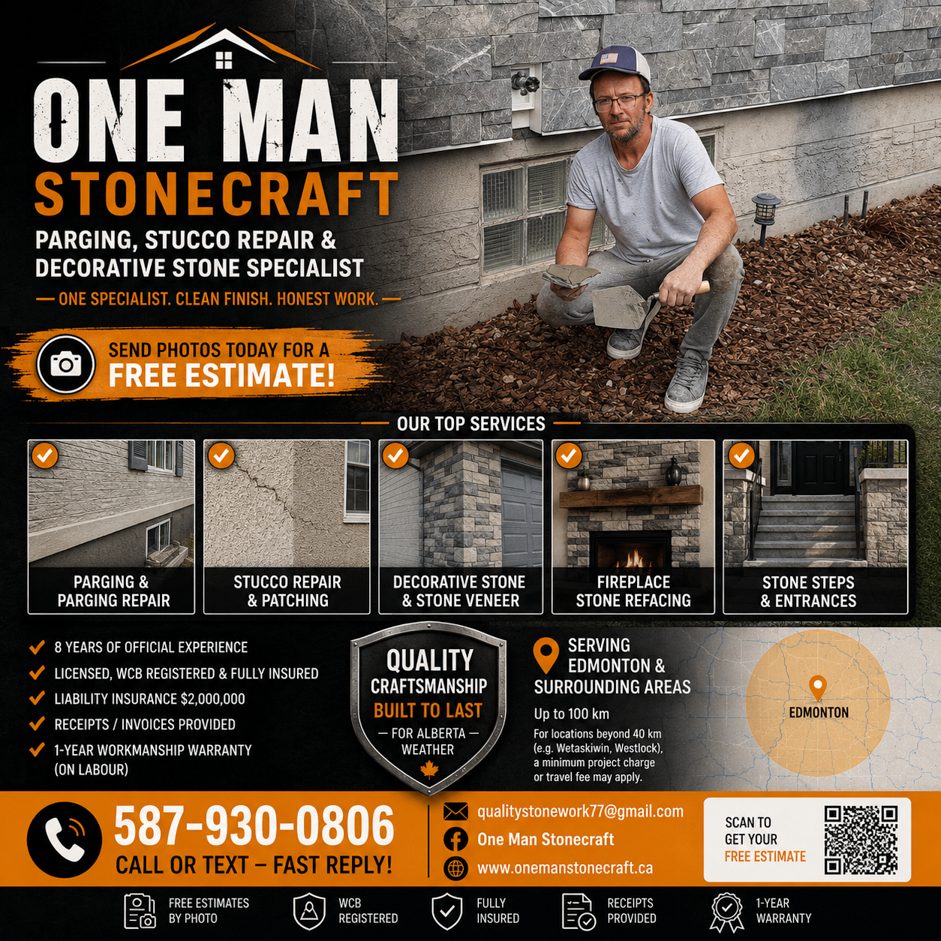 One Man Stonecraft Professional Stone and Stucco Repair in Edmonton
