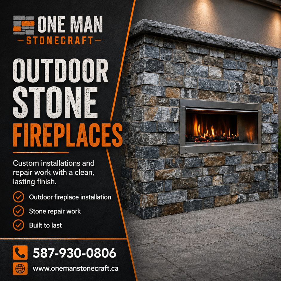 Outdoor Stone Fireplaces Installation and Repair in Edmonton