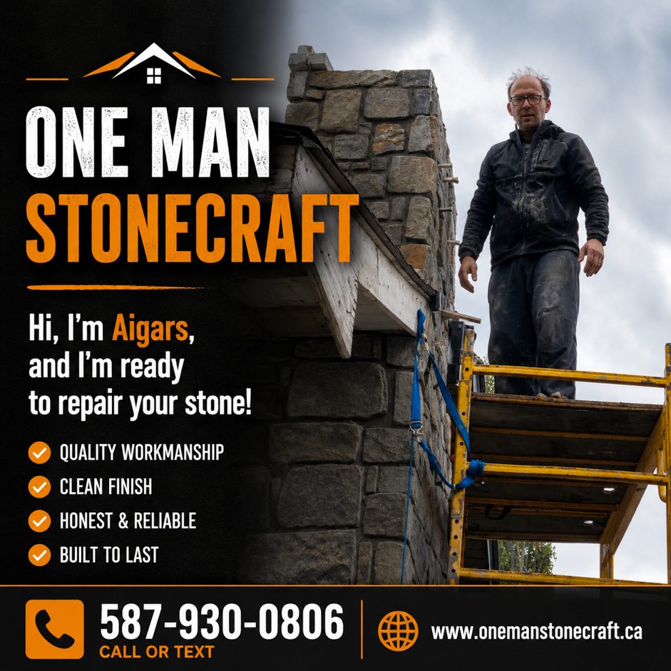 Stone Repair Services by One Man Stonecraft in Edmonton