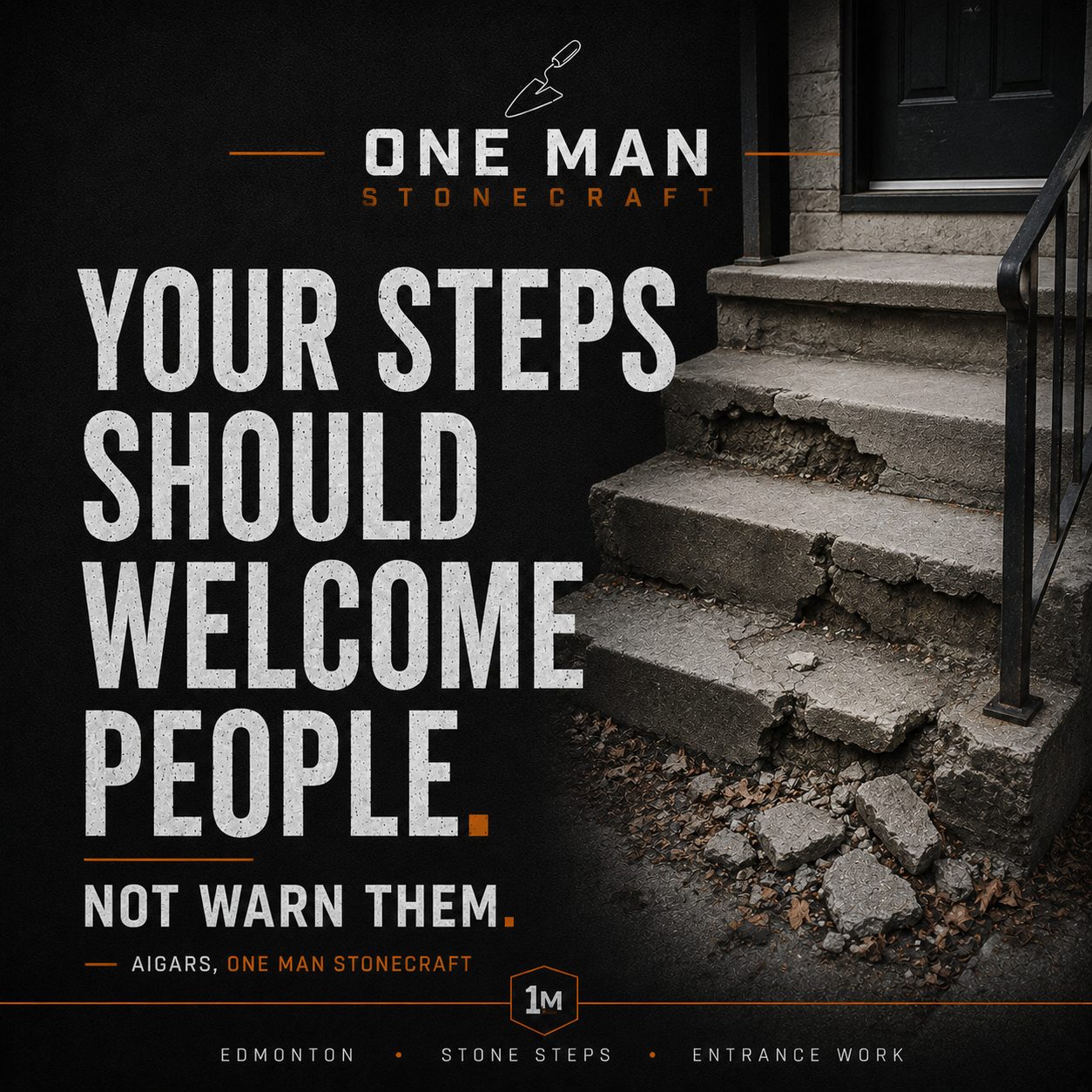 Stone Steps Repair by One Man Stonecraft in Edmonton