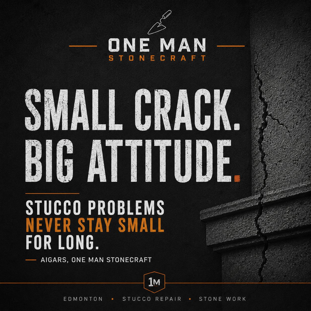 Stucco Crack Repair in Edmonton by One Man Stonecraft